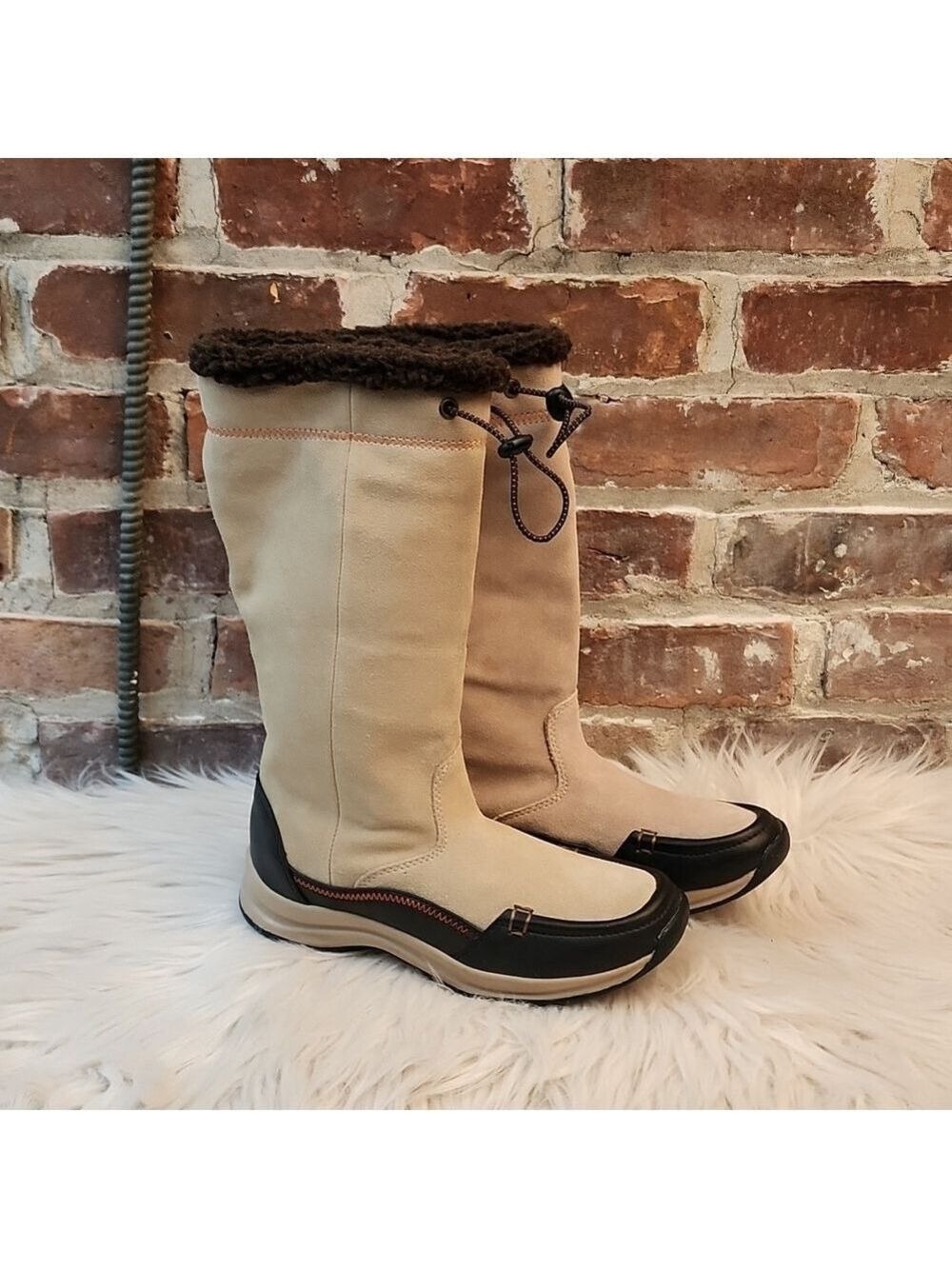 Land's End Beige Suede Winter Boots, Size 6B